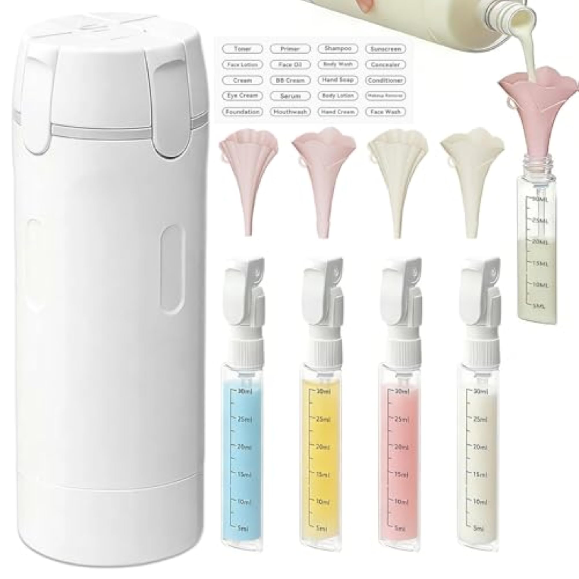 4-in-1 Travel Dispenser Bottle Set with Funnels